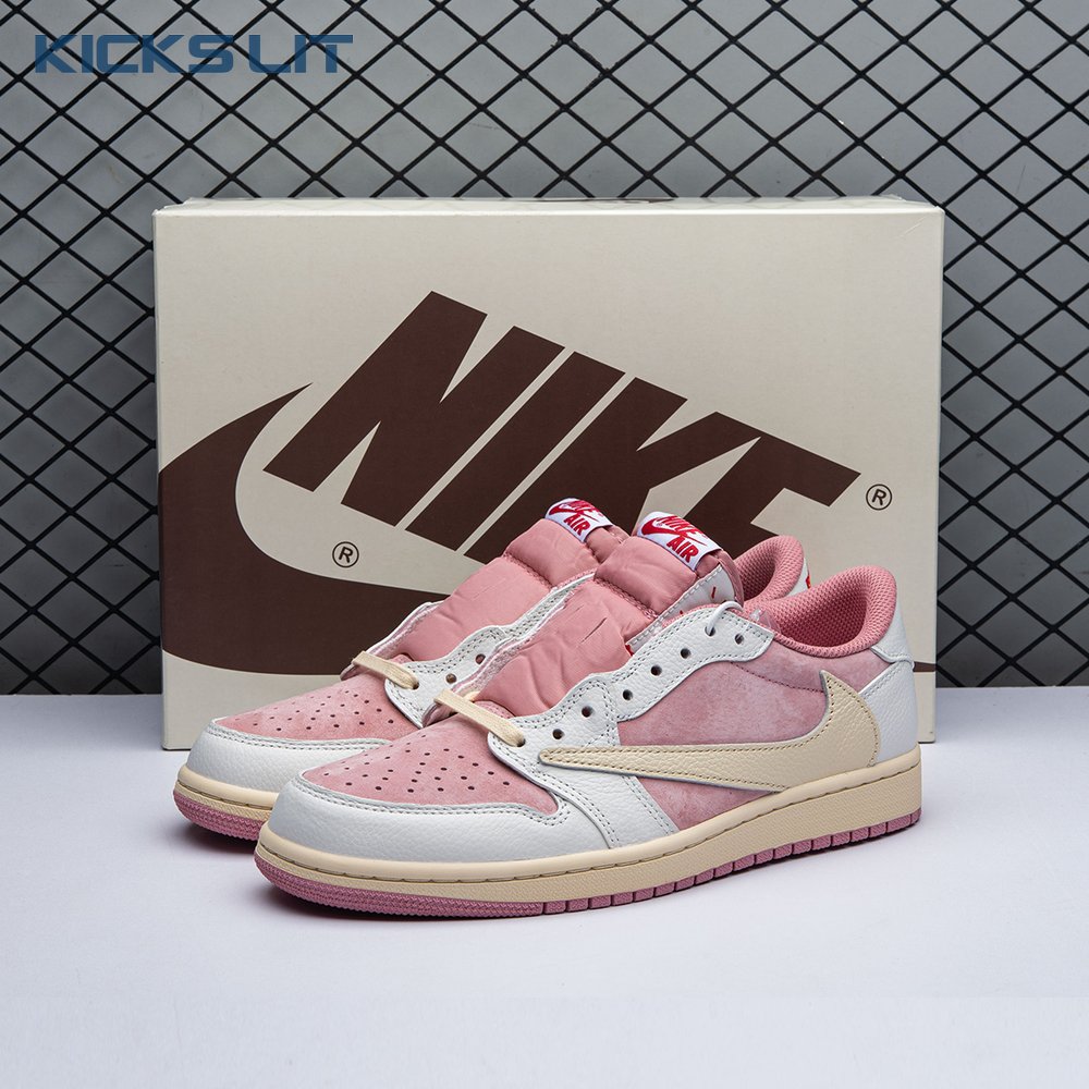 Travis Scott x Air Jordan 1 Low OG Pink Beige Red DM7866-600 Unisex